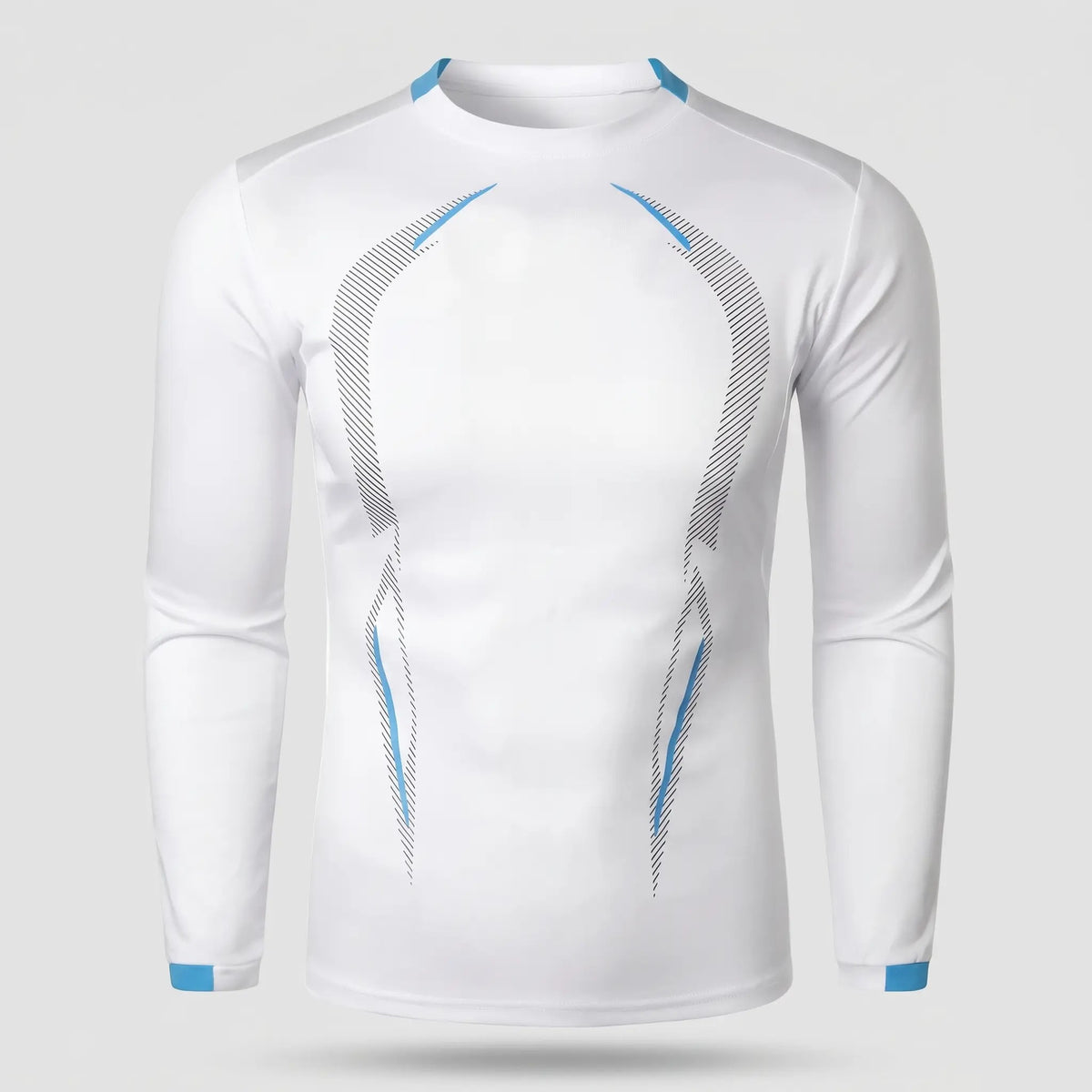 Men's long sleeve running top in White, front view