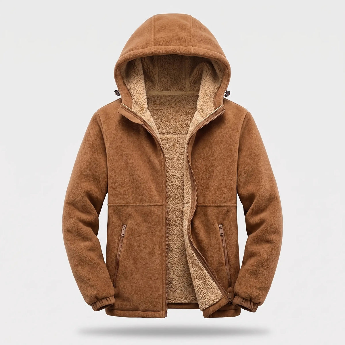 Men's sherpa jacket in Tobacco Brown - front view
