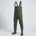 Fishing waders with boots front view
