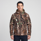 Men's camo softshell jacket in Tree Camo worn by a model