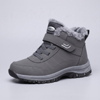 Fur lined winter boot in Grey, three-quarter view