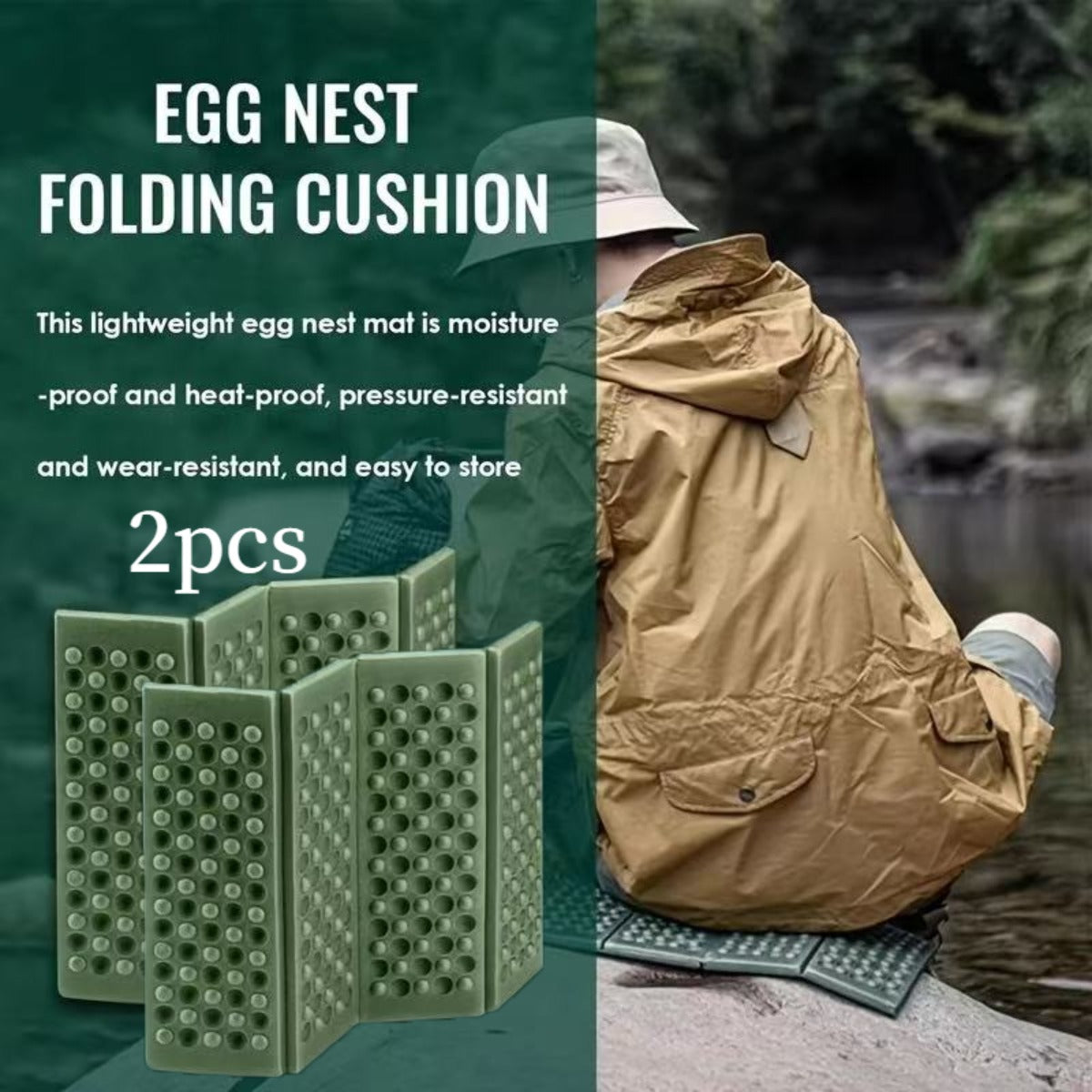 Set of Two Lightweight, Thick, Four-Fold Seat Cushions That Are Durable And Portable, Perfect for Outdoor Activities Like Gardening, Picnics, Beach Outings, Camping, Hiking, And Travel. They Are Washable And Ideal for Double Outdoor Adventures