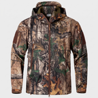 Leaf Camo fleece lined softshell jacket front view