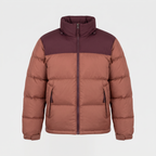 Terrabound men's colour block puffer jacket in Clay, front view