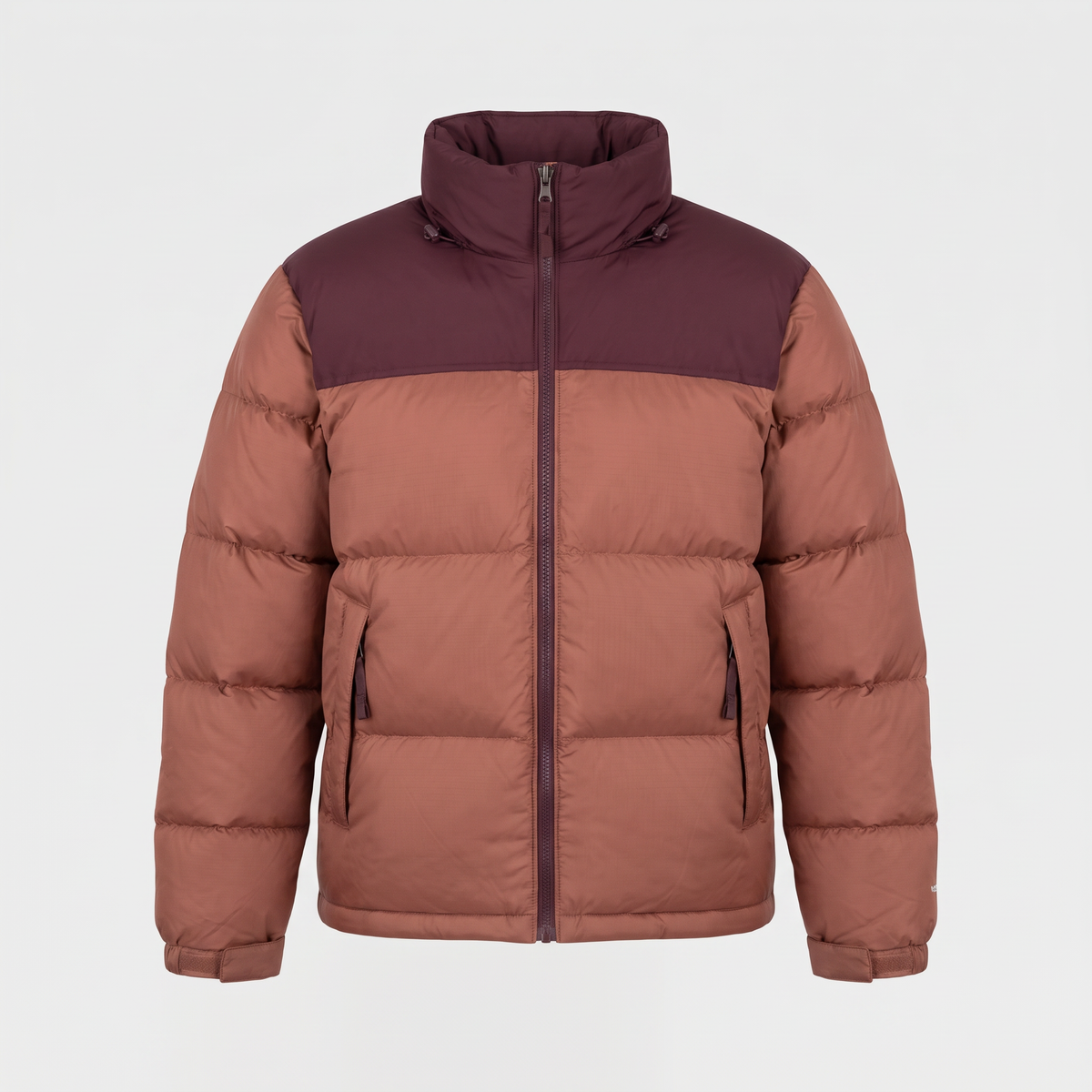 Terrabound men's colour block puffer jacket in Clay, front view