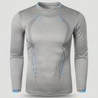 Men's long sleeve running top in Light Grey, front view