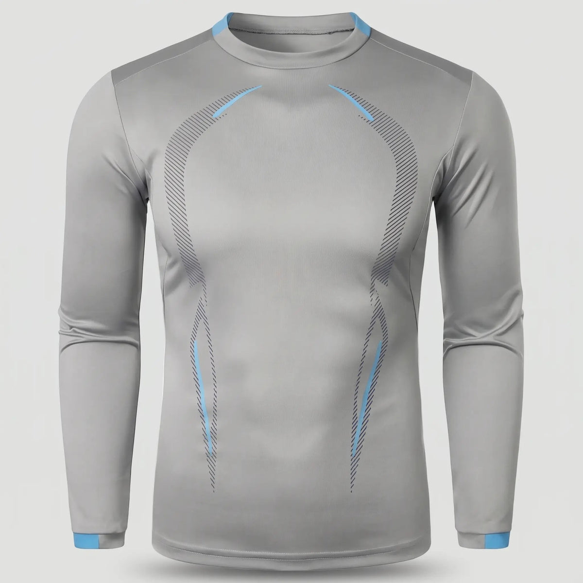 Men's long sleeve running top in Light Grey, front view
