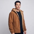 Men's sherpa jacket in Tobacco Brown - side view