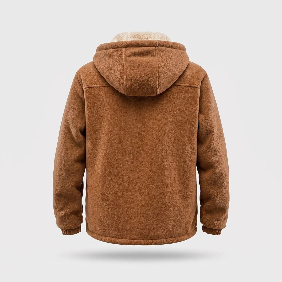Men's sherpa jacket in Tobacco Brown - back view