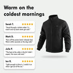 Customer review cards for the heated fleece jacket