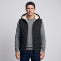 Man wearing the black hooded gilet