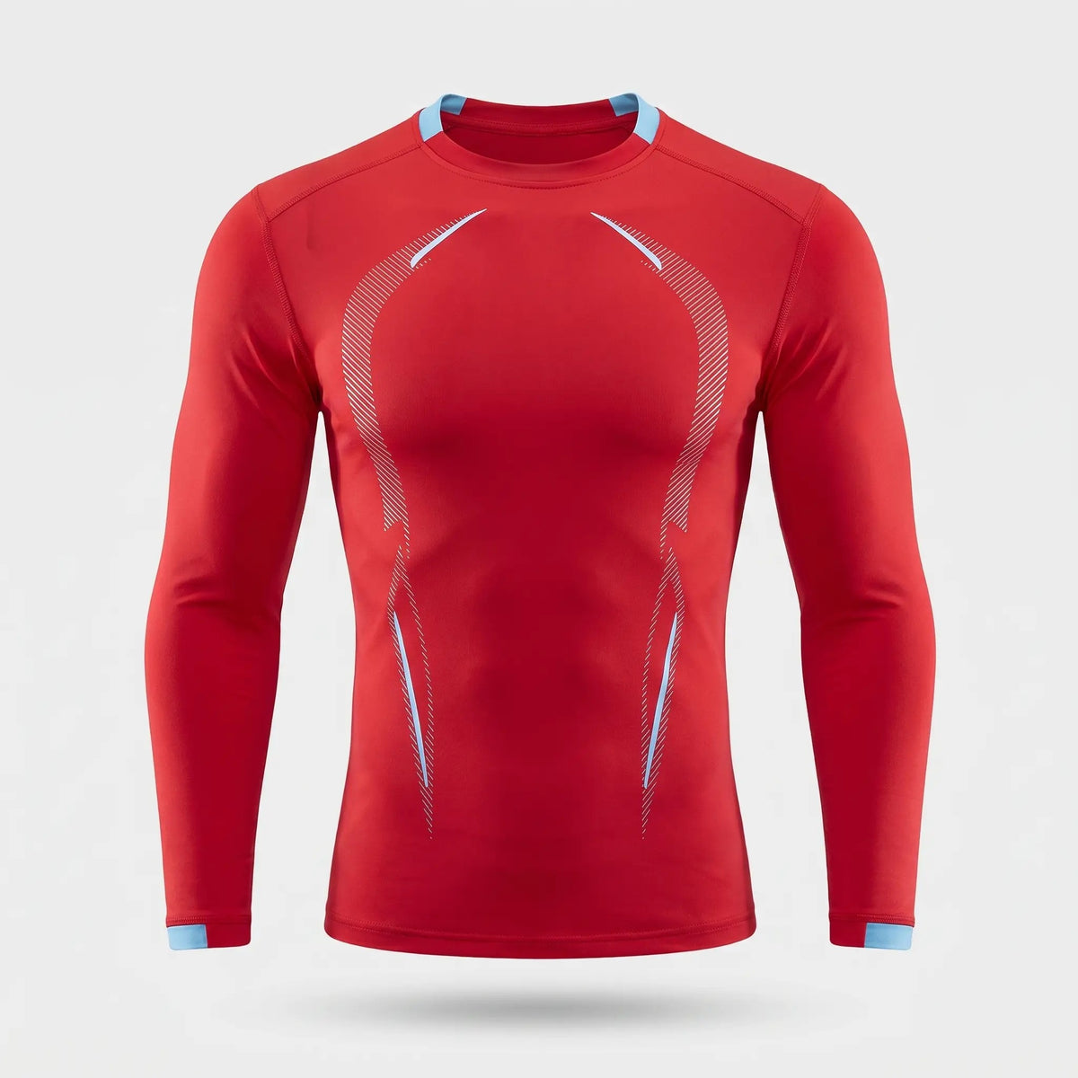 Men's long sleeve running top in Red, front view
