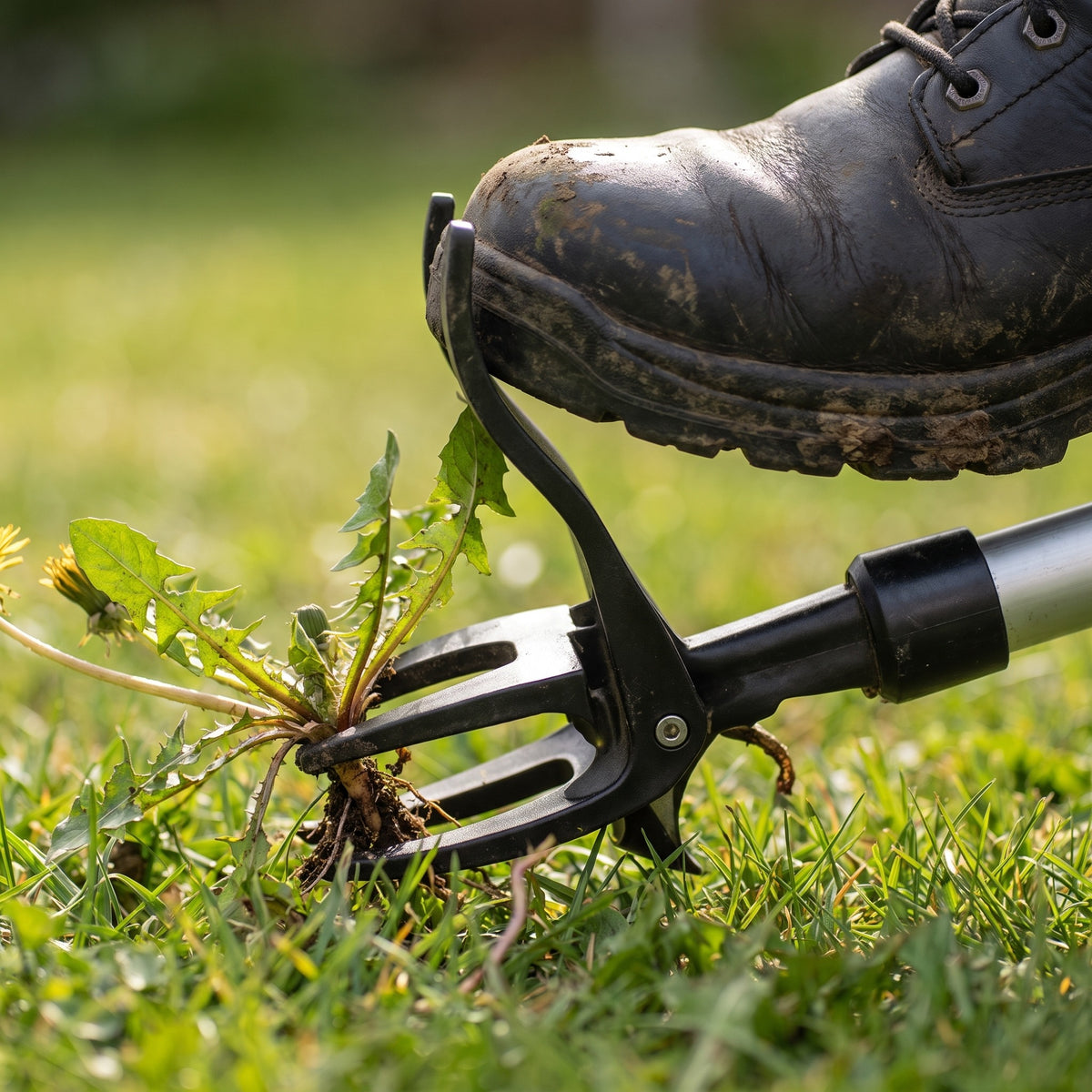Four claws set around a dandelion crown with a boot on the foot pedal