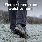 Men's fleece lined walking trousers, hem folded back to show the brushed fleece lining