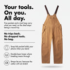 Women's canvas bib dungarees: five pockets and a tool loop keep your tools on you all day
