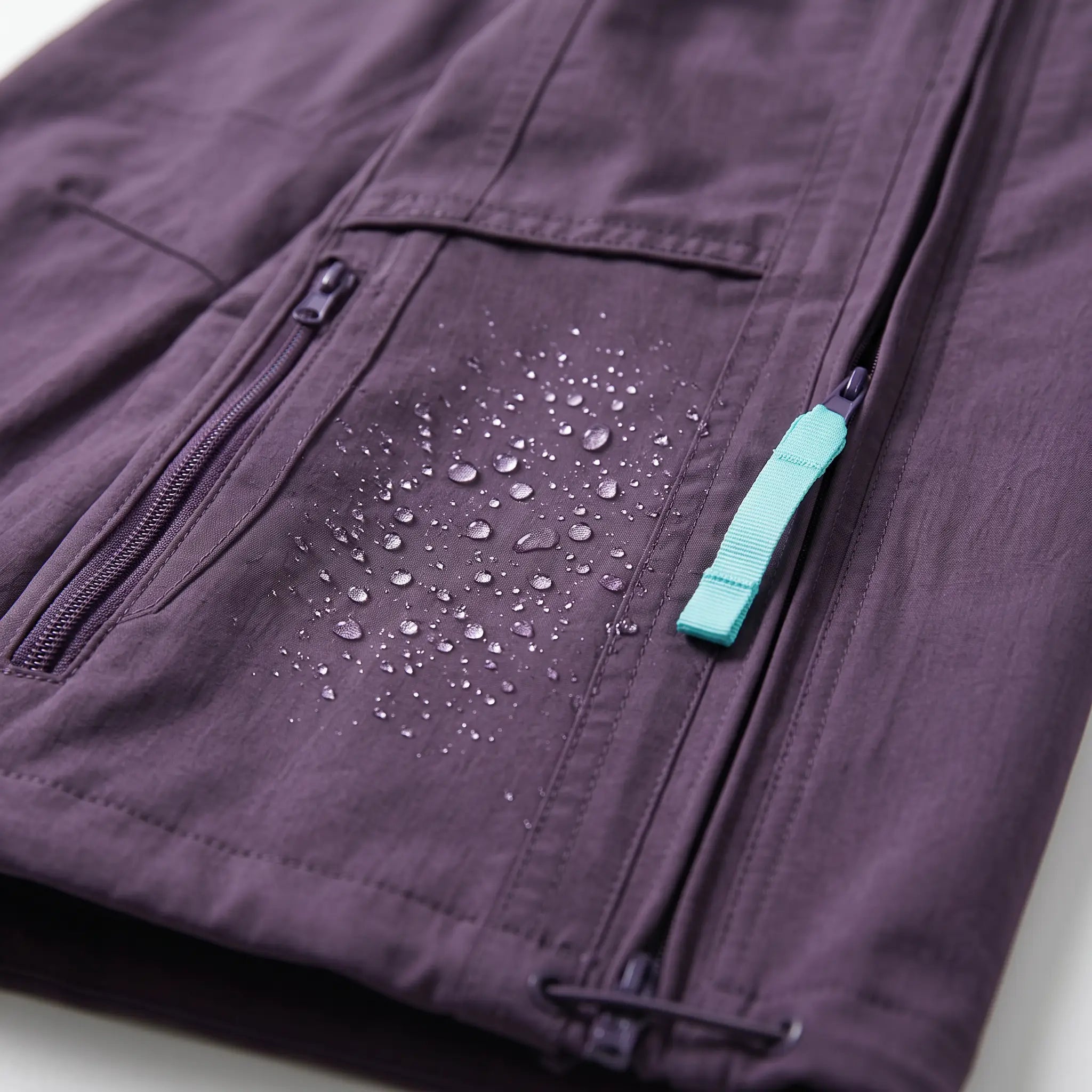 Water beading on the water-repellent softshell