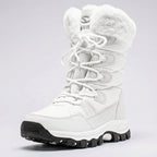 Women's insulated snow boots in White with faux fur cuff