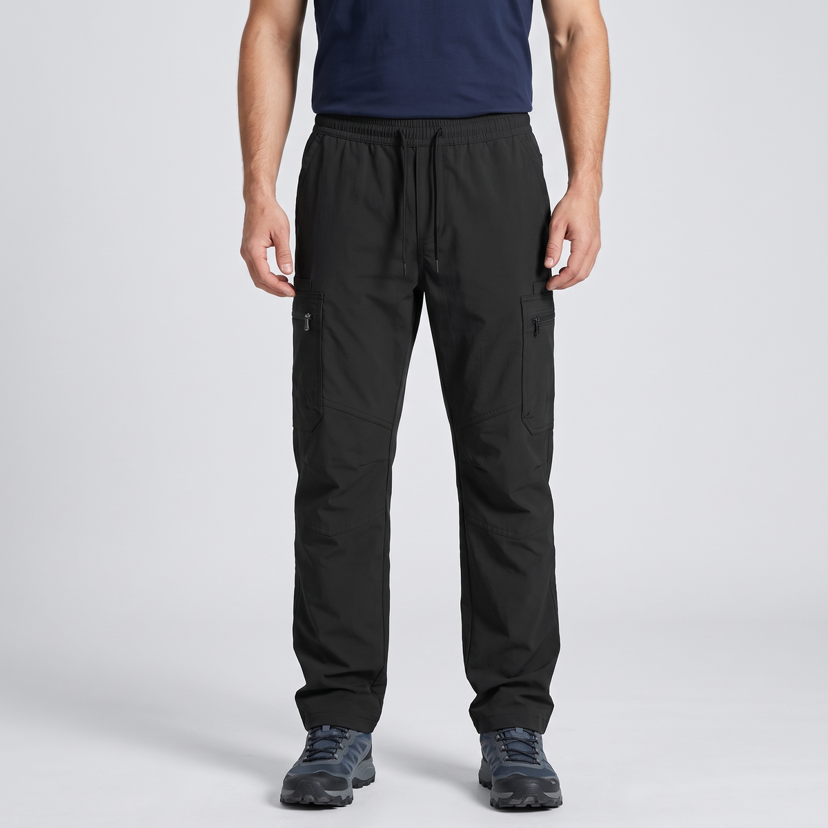 Men's combat trousers in Black, front view