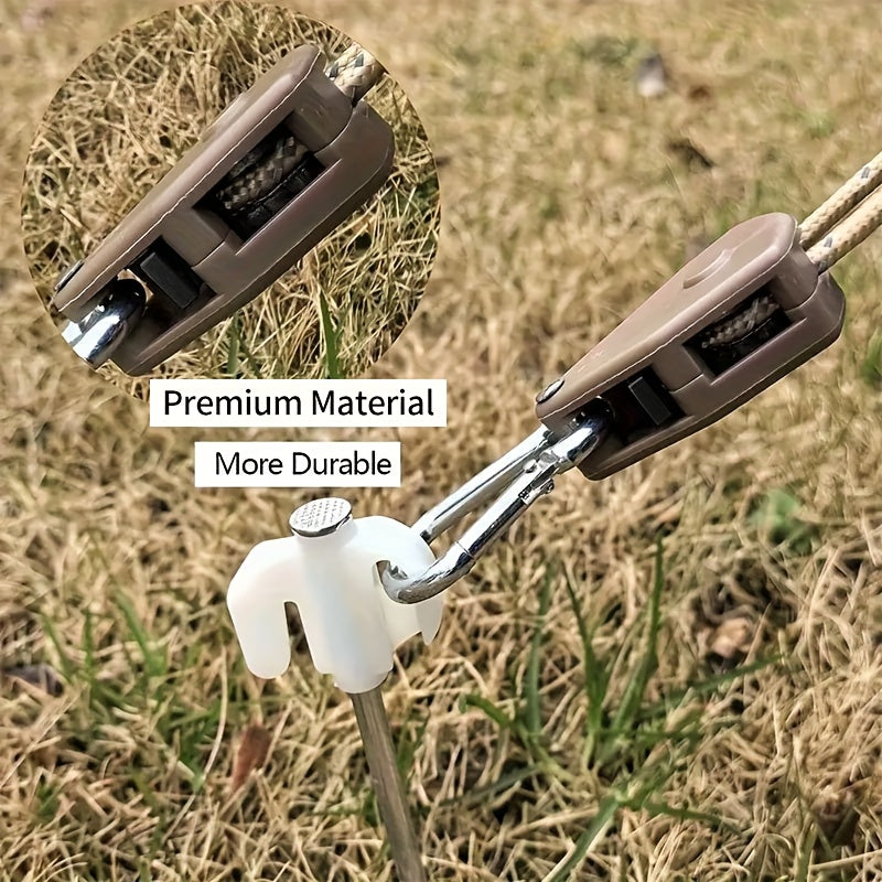 8pcs Set/4pcs Set 157.48-Inch Metal Pulley Camping Tent Fixed Rope, with Reflective Strip, Adjustable Drawstring Buckle Fastener, Suitable for Fixing Wild Camping, Outdoor Equipment, Awnings And Holiday Decorations, Elastic Outdoor Storage Bag