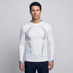 Man wearing the long sleeve running top in White, front