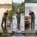 Waders for lake margins river wading and boat launching