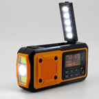 Wind up DAB radio with the fold-up reading light and torch switched on