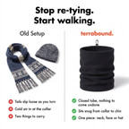 Scarf and hat compared with the one-piece fleece snood