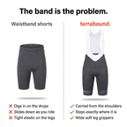 Waistband cycling shorts compared with bib shorts