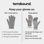 Plain knitted gloves compared with knitted touchscreen gloves