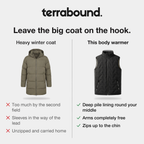 Heavy winter coat compared with the fleece lined body warmer