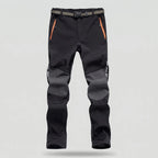 Men's fleece lined walking trousers in Black, product shot