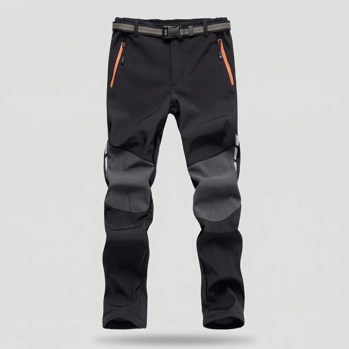 Men's fleece lined walking trousers in Black, product shot