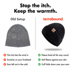 Comparison: thin unlined knit hat versus fleece lined beanie