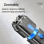 Portable Zoom Torch with Focusable Beam – Compact & Rechargeable Flashlight