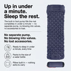 Camping Sleeping Mat - Built-In Foot Pump - Inflatable Mat with Pillow