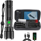 Ultra-Bright Rechargeable LED Torch - High Lumen Waterproof Flashlight with Power Bank Function for Camping and Outdoor Use