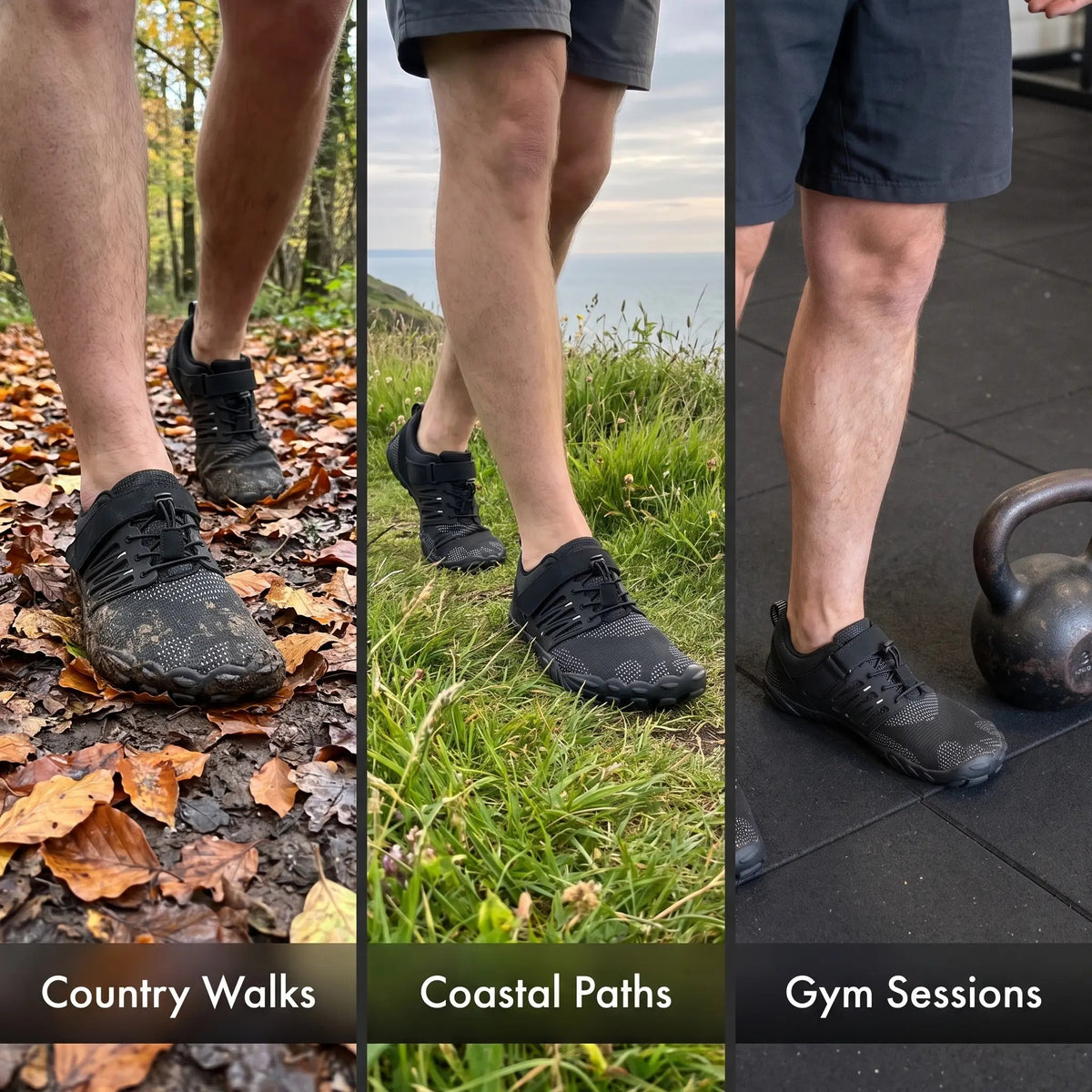 Barefoot shoes for country walks, coastal paths and gym sessions