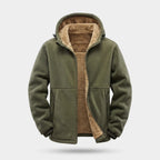 Men's sherpa jacket in Army Green - front view