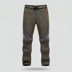 Men's fleece lined walking trousers in Olive, product shot