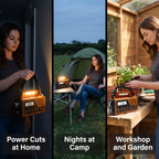 Portable radio in a power cut at home, at camp and in the garden shed