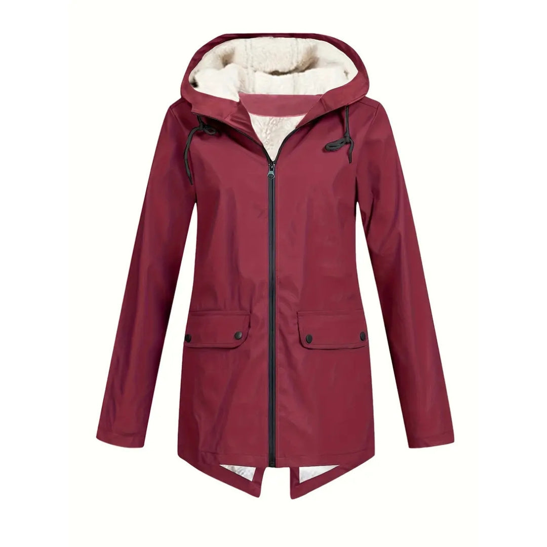 Waterproof Women’s Jacket | Fleece-Lined Layer with Adjustable Hood