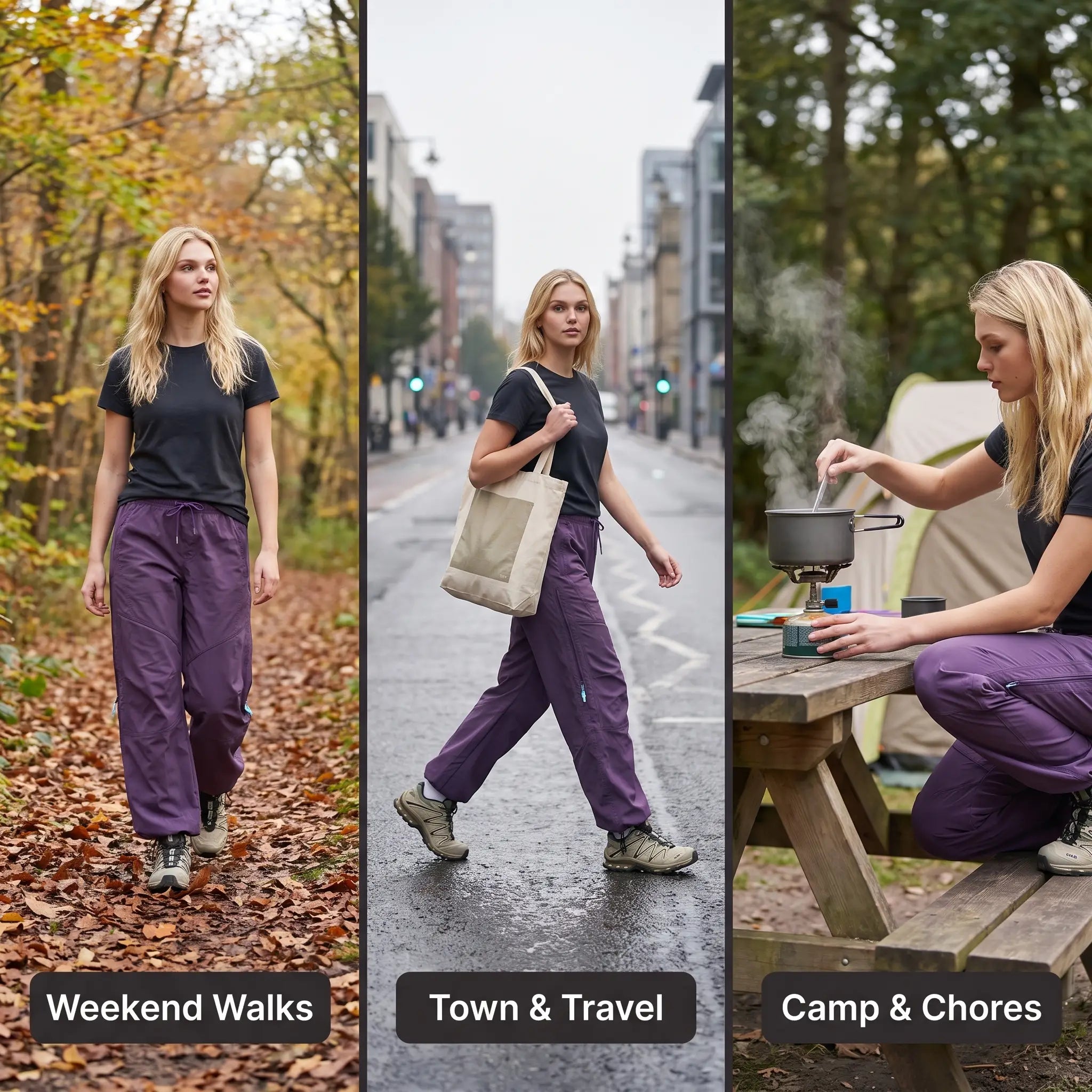 Weekend walks, town and travel, camp