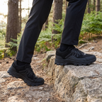 Lightweight Hiking Shoes - Black - on a rocky path