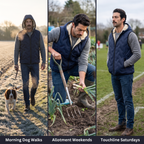 Hooded gilet for dog walks, allotment and touchline