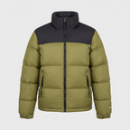 Terrabound men's colour block puffer jacket in Olive, front view