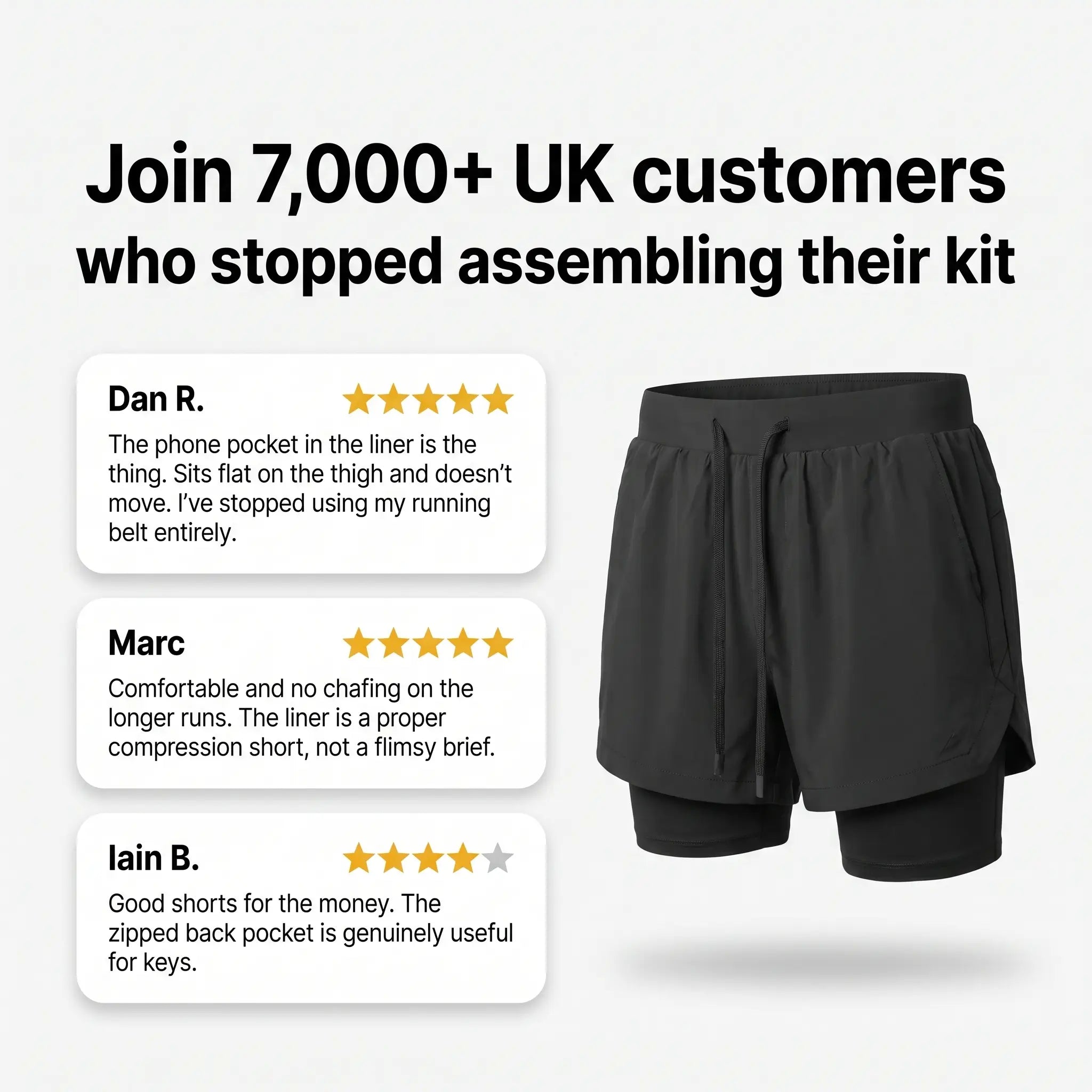 Customer reviews of the 2 in 1 running shorts