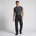 Men's black walking trousers, full length front view