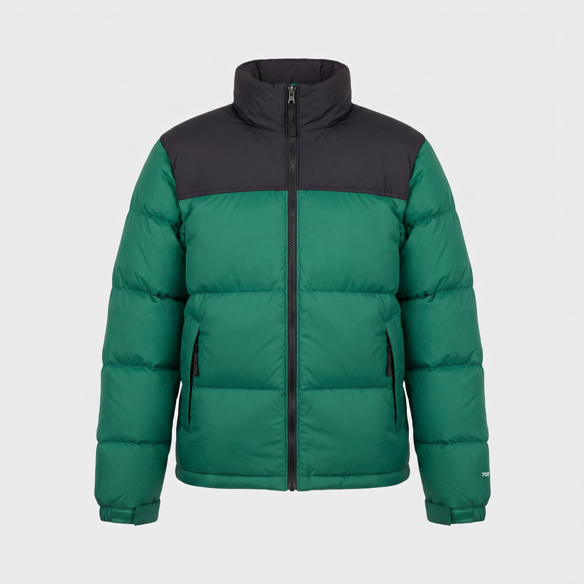 Terrabound men's colour block puffer jacket in Jade, front view