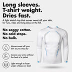 Long sleeves, T-shirt weight, dries fast - long sleeve running top features