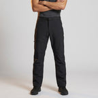 Men's black walking trousers worn, front view